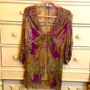 Hale Bob NWOT vintage sheer silk top